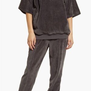 Fear of God Gray velour oversize half zip Track top& pants